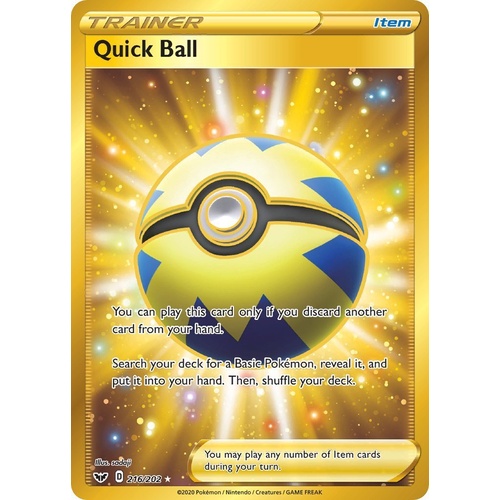 Quick Ball 216/202 SWSH Base Set Holo Secret Rare Full Art Pokemon Card NEAR MINT TCG