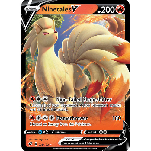 Ninetales V 26/192 SWSH Rebel Clash Holo Ultra Rare Pokemon Card NEAR MINT TCG