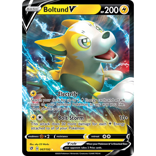 Boltund V 67/192 SWSH Rebel Clash Holo Ultra Rare Pokemon Card NEAR MINT TCG