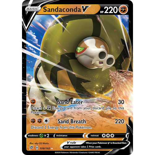 Sandaconda V 108/192 SWSH Rebel Clash Holo Ultra Rare Pokemon Card NEAR MINT TCG