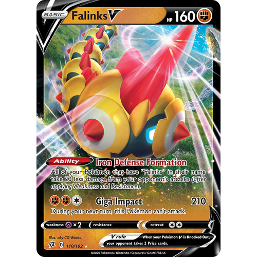 Falinks V 110/192 SWSH Rebel Clash Holo Ultra Rare Pokemon Card NEAR MINT TCG