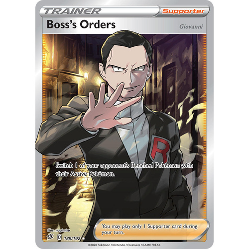Boss's Orders 189/192 SWSH Rebel Clash Holo Ultra Rare Full Art Trainer Pokemon Card NEAR MINT TCG