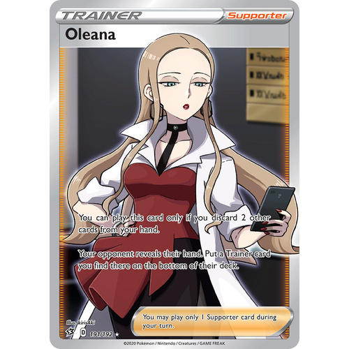Oleana 191/192 SWSH Rebel Clash Holo Ultra Rare Full Art Trainer Pokemon Card NEAR MINT TCG