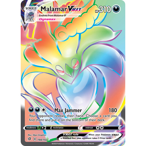 Malamar VMAX 198/192 SWSH Rebel Clash Holo Hyper Rainbow Rare Full Art Pokemon Card NEAR MINT TCG