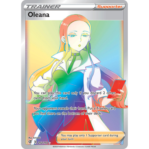 Oleana 202/192 SWSH Rebel Clash Holo Hyper Rainbow Rare Full Art Pokemon Card NEAR MINT TCG
