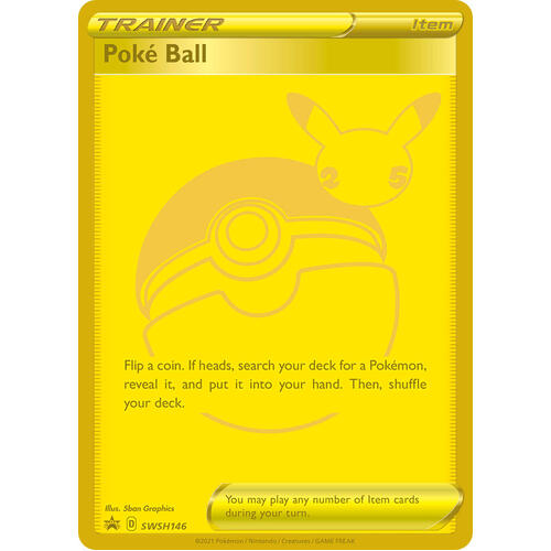 Poke Ball SWSH146 GOLD Black Star Promo Pokemon Card NEAR MINT TCG