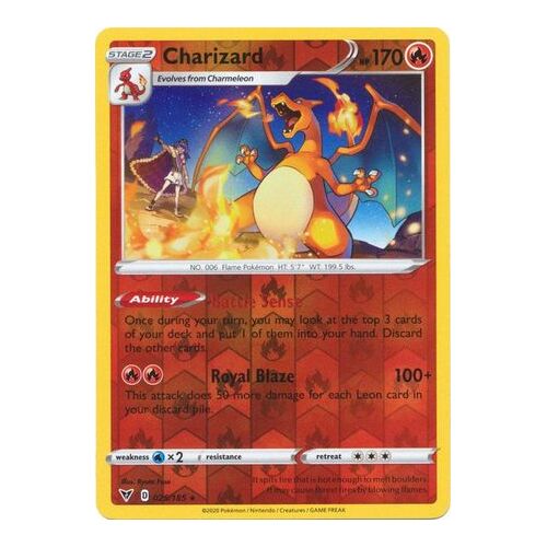 Charizard 25/185 Vivid Voltage Reverse Holo Rare Pokemon Card NEAR MINT TCG