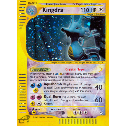 Kingdra 148/147 E-Series Aquapolis Holo Secret Rare Crystal Type Pokemon Card NEAR MINT TCG
