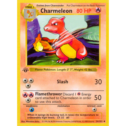 1x Charmeleon 24/102 Base Set UNCOMMON Pokemon Card