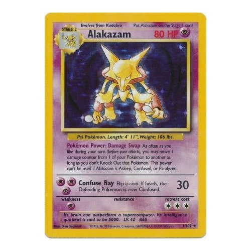 Alakazam 1/102 Base Set Unlimited Holo Rare Pokemon Card NEAR MINT TCG