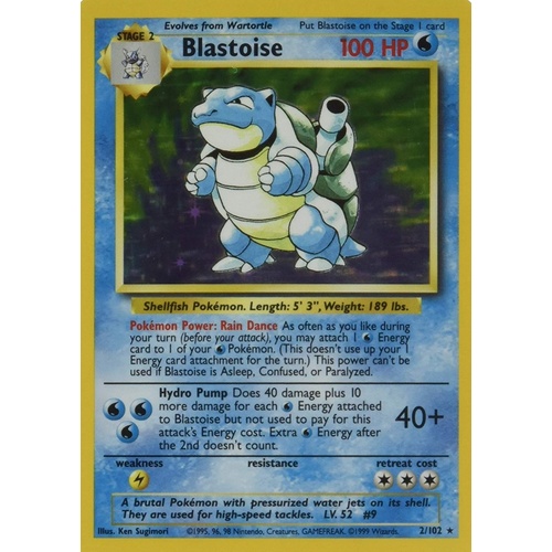 Blastoise 2/102 Base Set Unlimited Holo Rare Pokemon Card NEAR MINT TCG