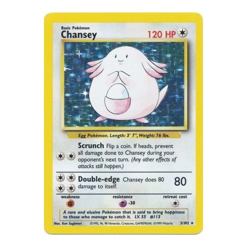 Chansey 3/102 Base Set Unlimited Holo Rare Pokemon Card NEAR MINT TCG