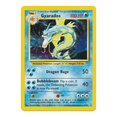 Gyarados 6/102 Base Set Unlimited Holo Rare Pokemon Card NEAR MINT TCG