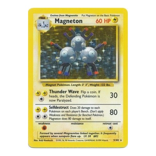 Magneton 9/102 Base Set Unlimited Holo Rare Pokemon Card NEAR MINT TCG