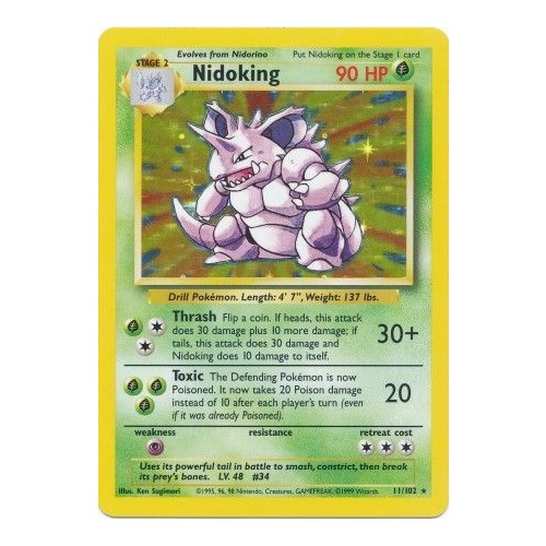 Nidoking 11/102 Base Set Unlimited Holo Rare Pokemon Card NEAR MINT TCG