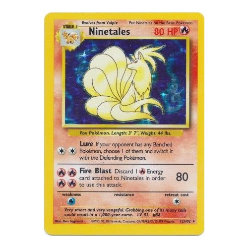 Ninetales 12/102 Base Set Unlimited Holo Rare Pokemon Card NEAR MINT TCG