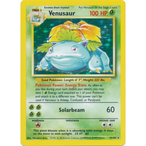 Venusaur 15/102 Base Set Unlimited Holo Rare Pokemon Card NEAR MINT TCG