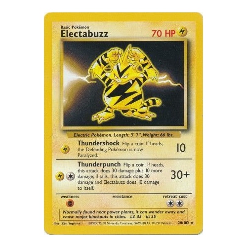 Electabuzz 20/102 Base Set Unlimited Rare Pokemon Card NEAR MINT TCG