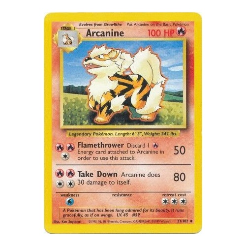 Arcanine 23/102 Base Set Unlimited Uncommon Pokemon Card NEAR MINT TCG