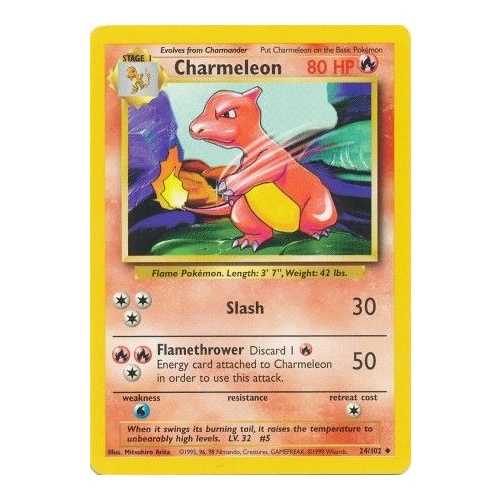 Charmeleon 24/102 Base Set Unlimited Uncommon Pokemon Card NEAR MINT TCG