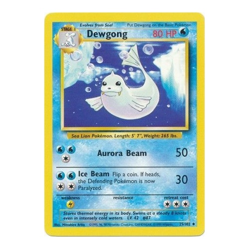 Dewgong 25/102 Base Set Unlimited Uncommon Pokemon Card NEAR MINT TCG