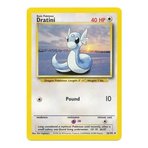 Dratini 26/102 Base Set Unlimited Uncommon Pokemon Card NEAR MINT TCG