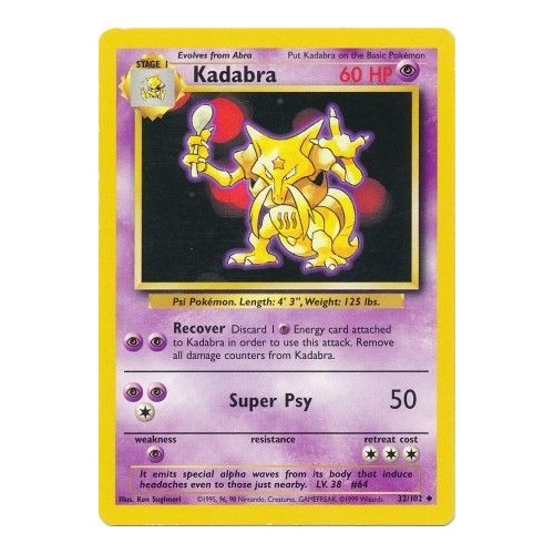 Kadabra 32/102 Base Set Unlimited Uncommon Pokemon Card NEAR MINT TCG