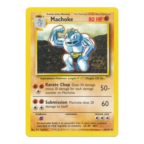 Machoke 34/102 Base Set Unlimited Uncommon Pokemon Card NEAR MINT TCG