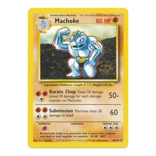 Machoke 34/102 Base Set Unlimited Uncommon Pokemon Card NEAR MINT TCG