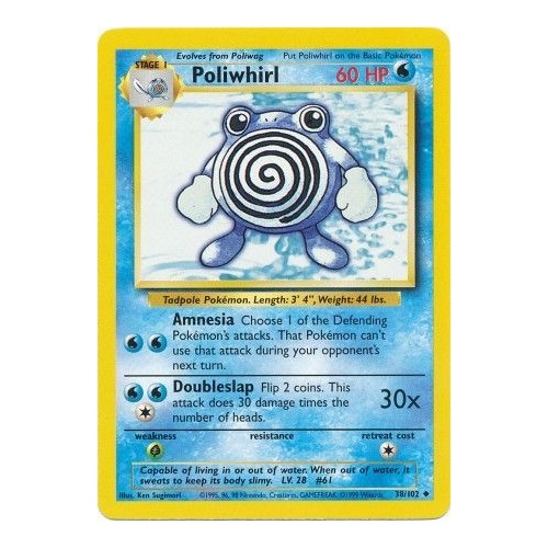 Poliwhirl 38/102 Base Set Unlimited Uncommon Pokemon Card NEAR MINT TCG