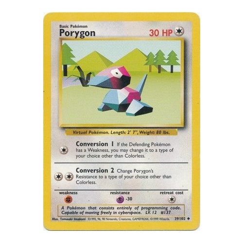 Porygon 39/102 Base Set Unlimited Uncommon Pokemon Card NEAR MINT TCG