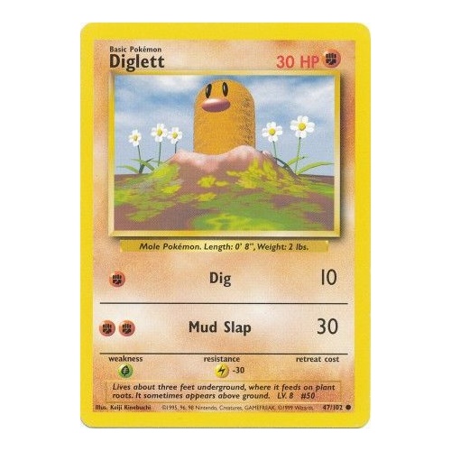 Diglett 47/102 Base Set Unlimited Common Pokemon Card NEAR MINT TCG