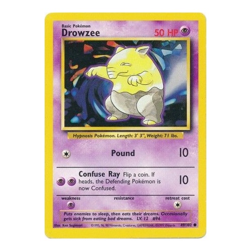 Drowzee 49/102 Base Set Unlimited Common Pokemon Card NEAR MINT TCG