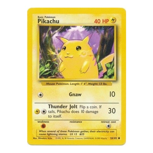 Pikachu 58/102 Base Set Unlimited Common Pokemon Card NEAR MINT TCG