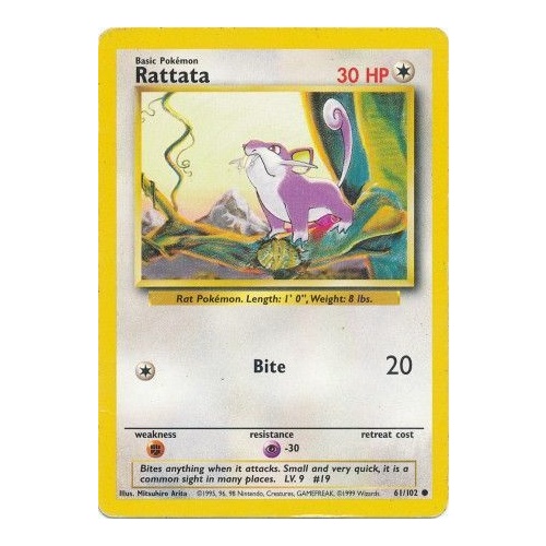 Rattata 61/102 Base Set Unlimited Common Pokemon Card NEAR MINT TCG