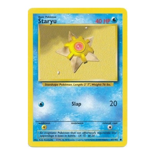 Staryu 65/102 Base Set Unlimited Common Pokemon Card NEAR MINT TCG