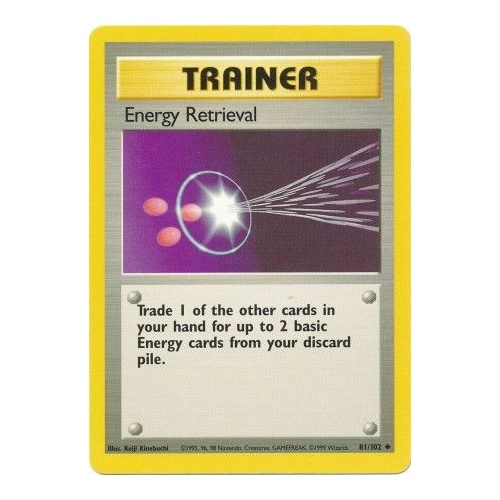 Energy Retrieval 81/102 Base Set Unlimited Uncommon Trainer Pokemon Card NEAR MINT TCG