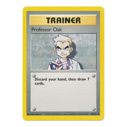 Professor Oak 88/102 Base Set Unlimited Uncommon Trainer Pokemon Card NEAR MINT TCG