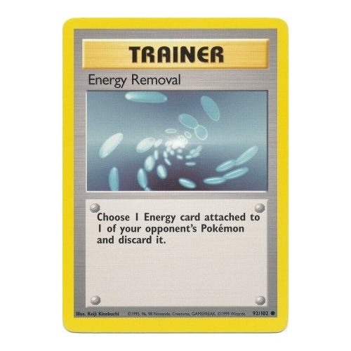 Energy Removal 92/102 Base Set Unlimited Common Trainer Pokemon Card NEAR MINT TCG