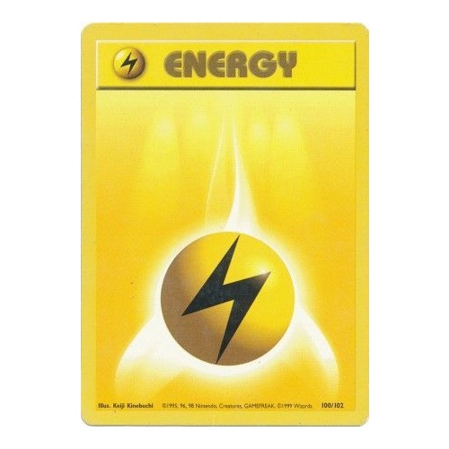 Lightning Energy 100/102 Base Set Unlimited Common Pokemon Card NEAR MINT TCG