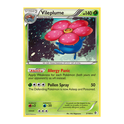 Vileplume 3/149 BW Boundaries Crossed Holo Rare Pokemon Card NEAR MINT TCG