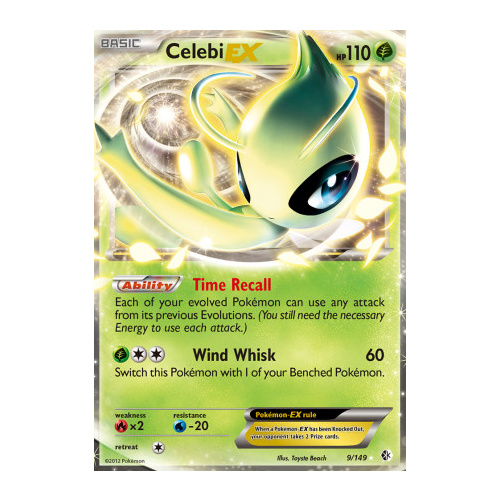Celebi EX 9/149 BW Boundaries Crossed Holo Ultra Rare Pokemon Card NEAR MINT TCG