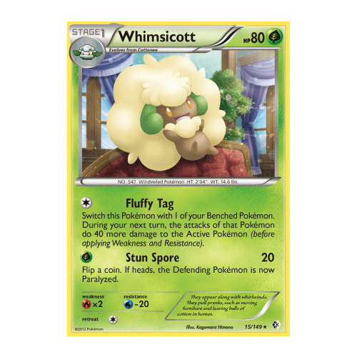 Whimsicott 15/149 BW Boundaries Crossed Rare Pokemon Card NEAR MINT TCG