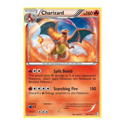 Charizard 20/149 BW Boundaries Crossed Holo Rare Pokemon Card NEAR MINT TCG