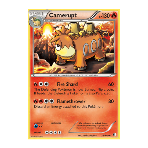 Camerupt 22/149 BW Boundaries Crossed Rare Pokemon Card NEAR MINT TCG
