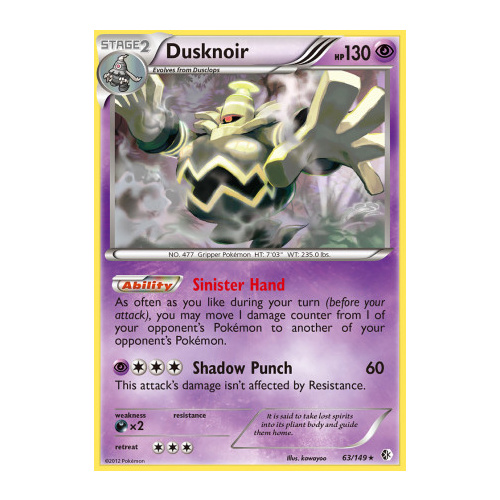 Dusknoir 63/149 BW Boundaries Crossed Holo Rare Pokemon Card NEAR MINT TCG