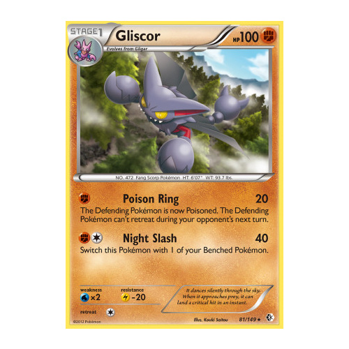 Gliscor 81/149 BW Boundaries Crossed Holo Rare Pokemon Card NEAR MINT TCG