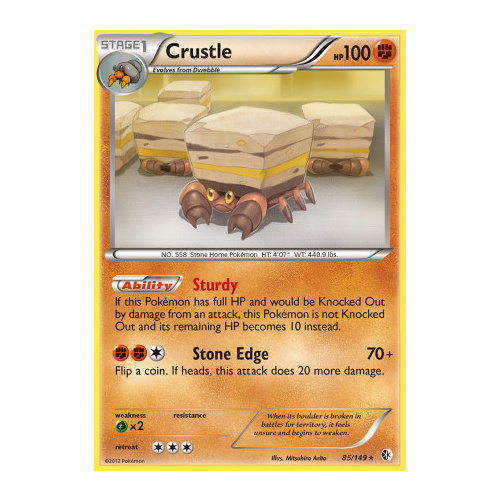 Crustle 85/149 BW Boundaries Crossed Holo Rare Pokemon Card NEAR MINT TCG