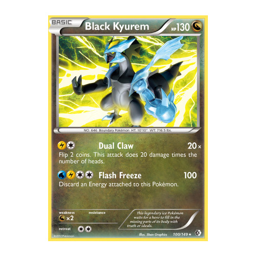 Black Kyurem 100/149 BW Boundaries Crossed Rare Pokemon Card NEAR MINT TCG
