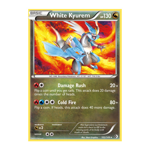 White Kyurem 102/149 BW Boundaries Crossed Rare Pokemon Card NEAR MINT TCG